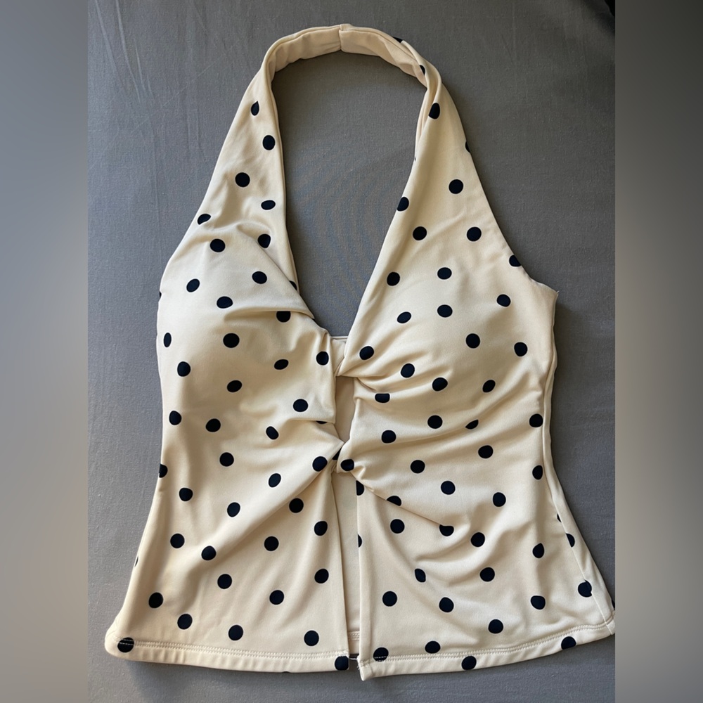 Abercrombie & Fitch Cream Polka Dot Tank Top
